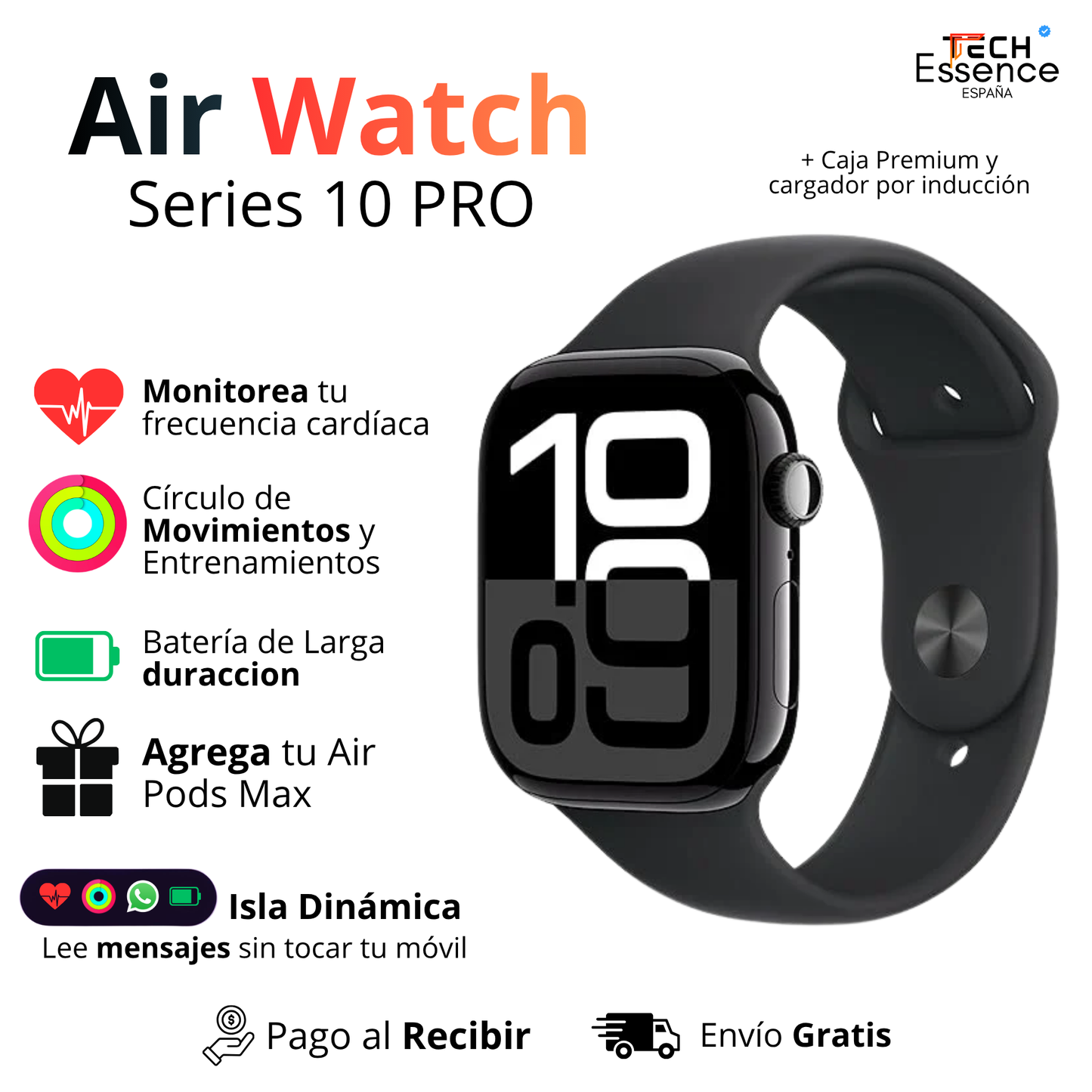 ⌚️ Air Watch Series 10 PRO con caja premium y cargador por inducción incluido + ENVÍO GRATIS 🔥