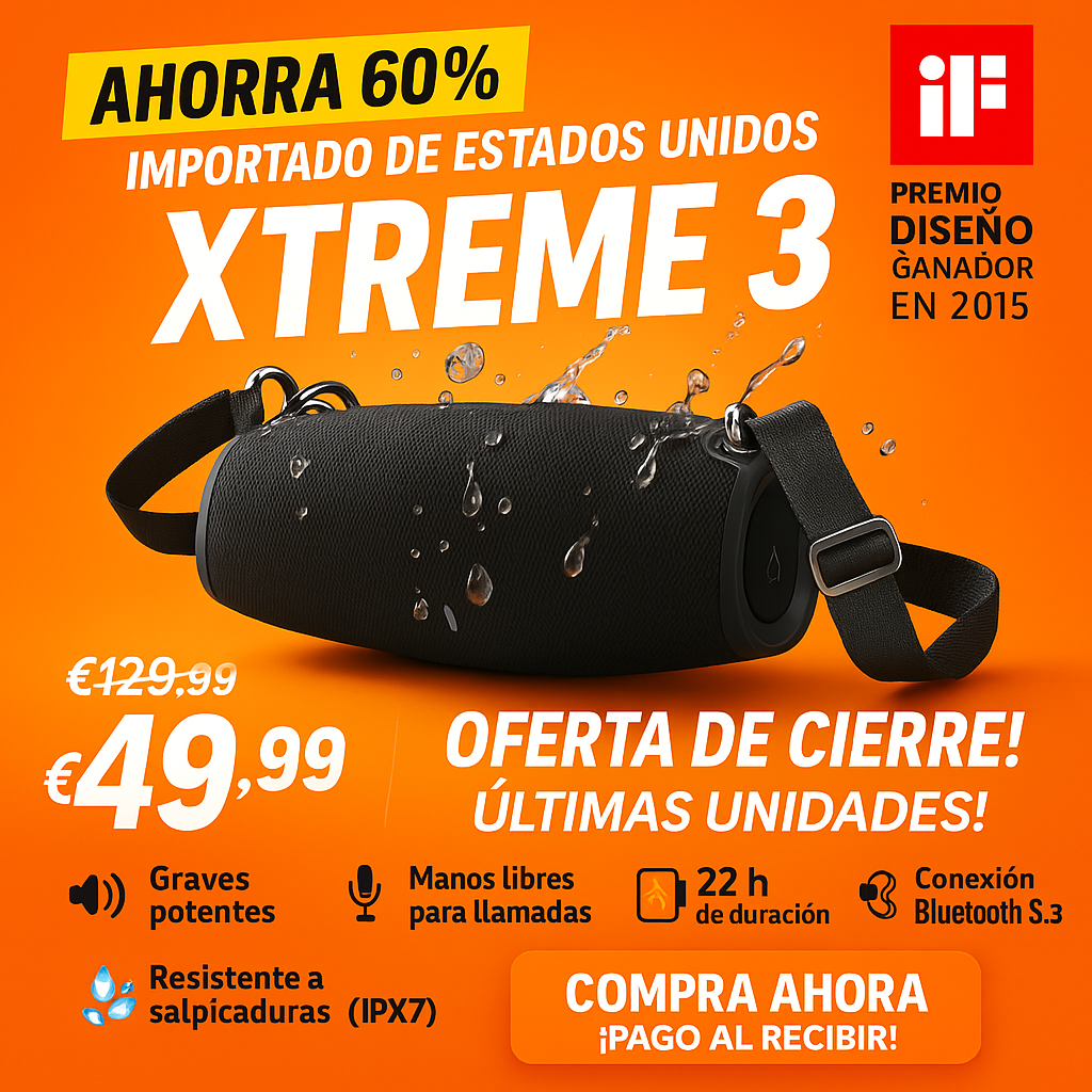 POTENCIA Y SONIDO INCREÍBLE ¡El ALTAVOZ XTREME 3 XL HA LLEGADO +1 Año de Suscripción a Spotify Premium Gratis