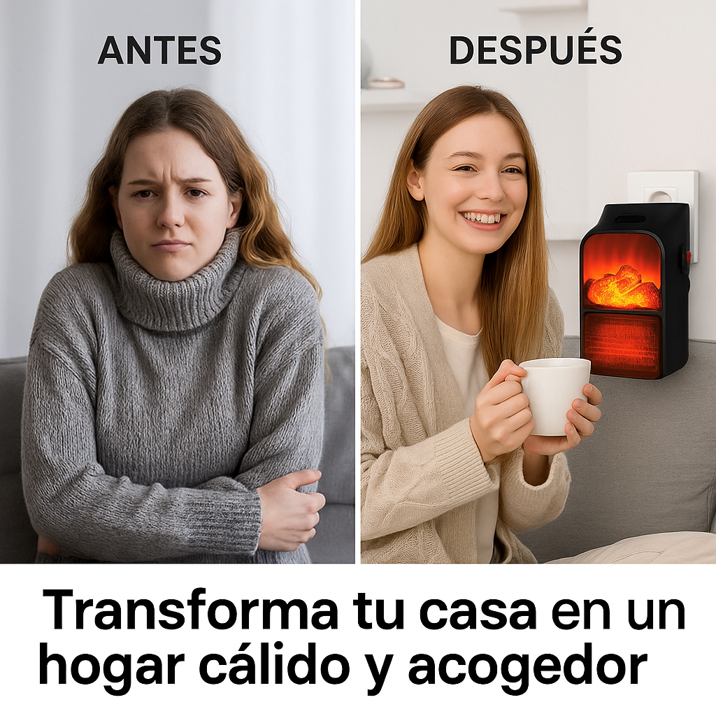🔥 CALEFACTOR POTENTE 1000W™ – Calefactor portátil POTENTE efecto chimenea 1000 W ¡Adiós al frío congelante! 🪵