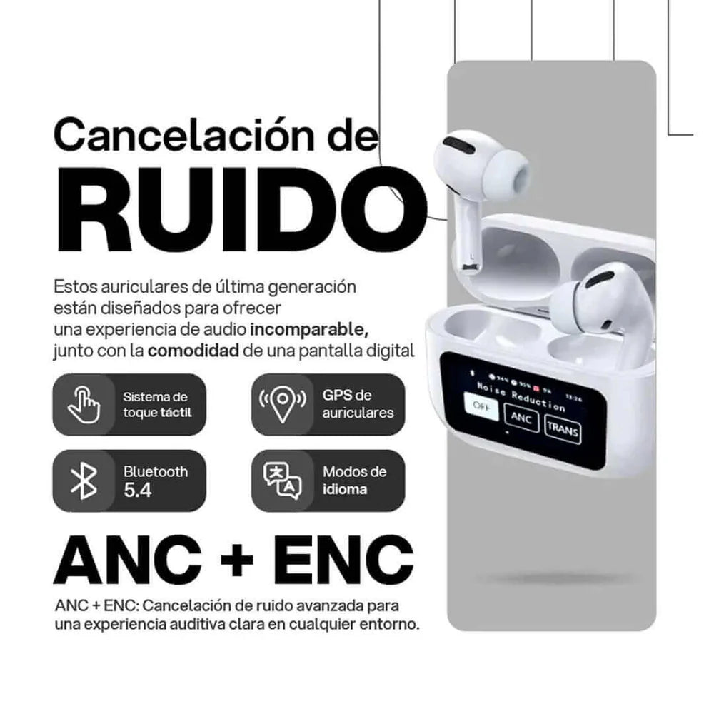Air Pods PRO con Pantalla – Sonido Premium y Cancelación de Ruido