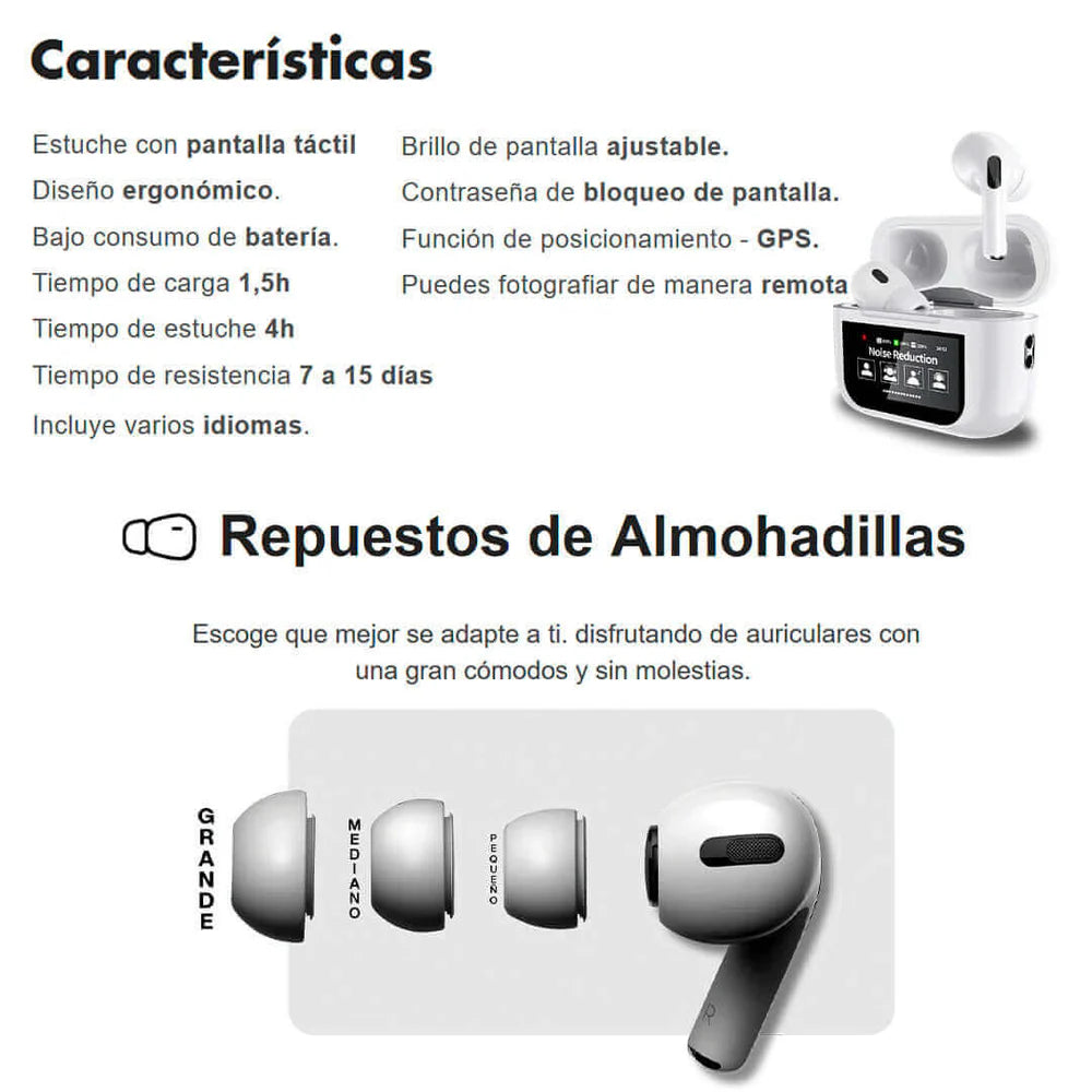 Air Pods PRO con Pantalla – Sonido Premium y Cancelación de Ruido
