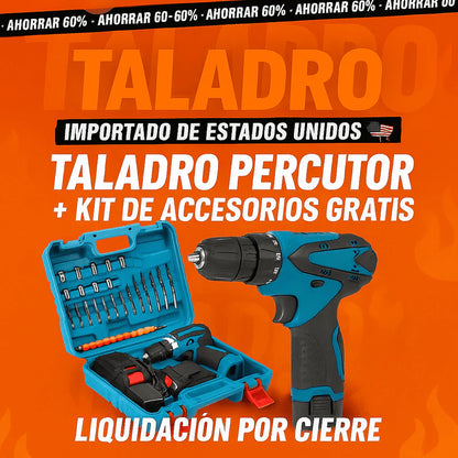 POTENCIA Y PRECISIÓN EN TUS MANOS – Pack Profesional Taladro Percutor + Regalos Exclusivos 🔥Calentamiento NAVIDAD🔥
